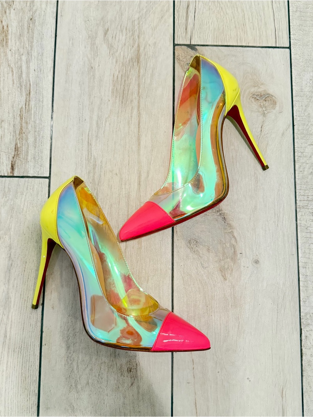Christian Louboutin Yellow Pink Heels Size 37.5